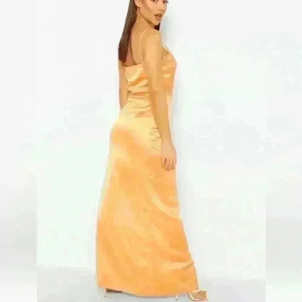 Boohoo Women's Satin Wrap Maxi Dress Orange Size 12 - Picture 4 of 12